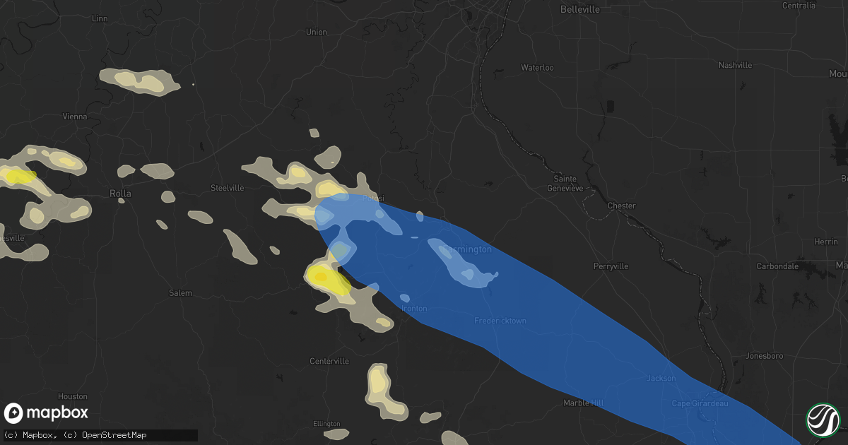 Hail map in Leadwood, MO on May 31, 2026