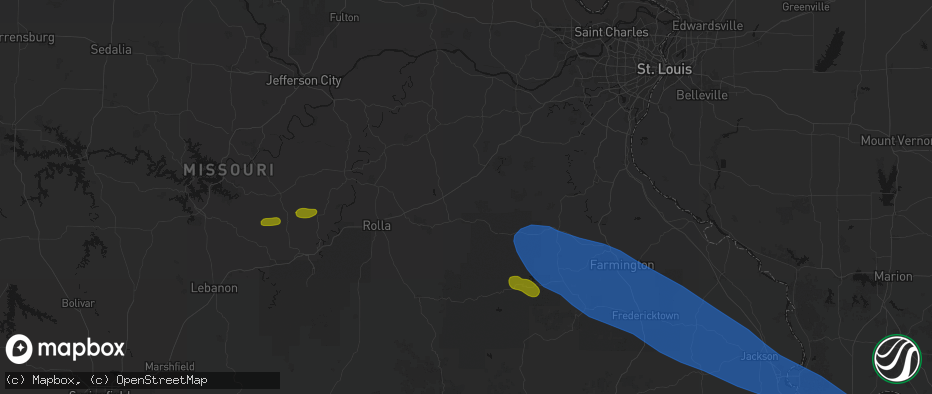 Hail map in Leasburg, MO on May 31, 2026
