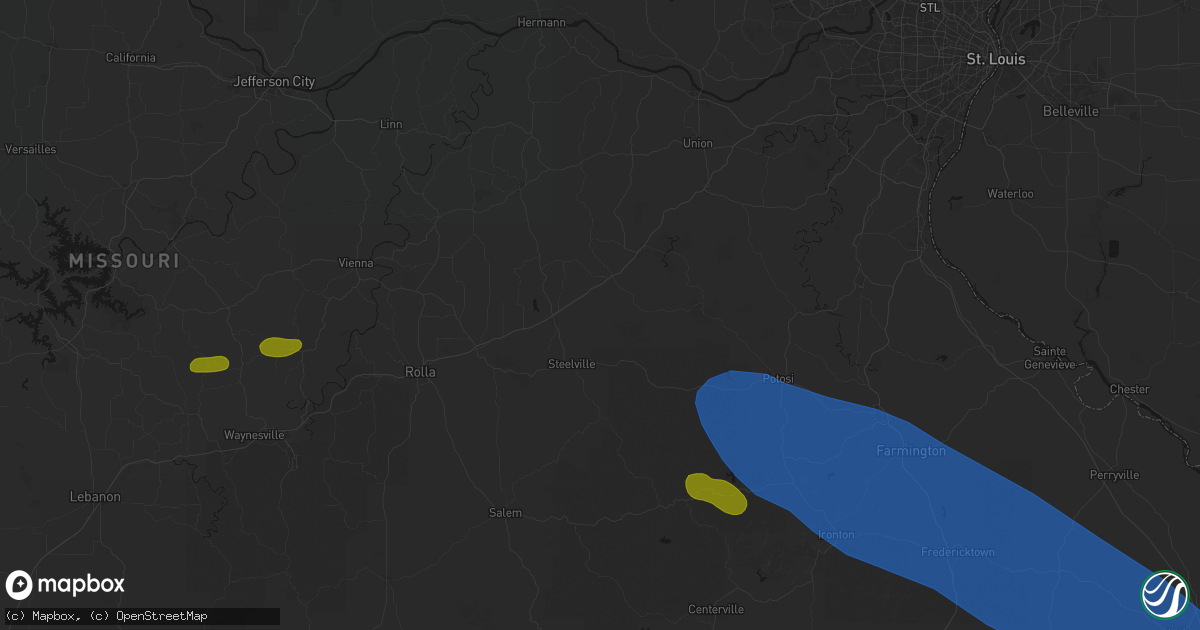 Hail map in Leasburg, MO on May 31, 2026