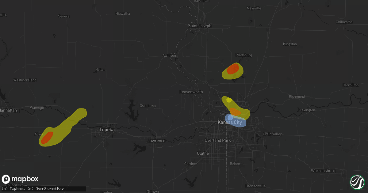 Hail map in Leavenworth, KS on May 31, 2026