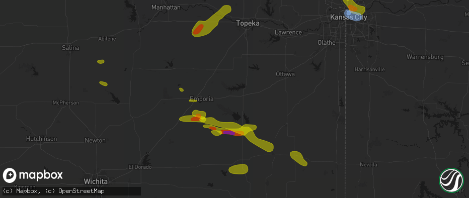 Hail map in Lebo, KS on May 31, 2026