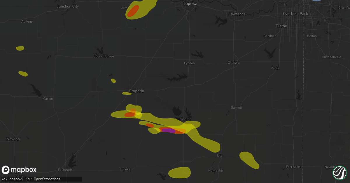 Hail map in Lebo, KS on May 31, 2026