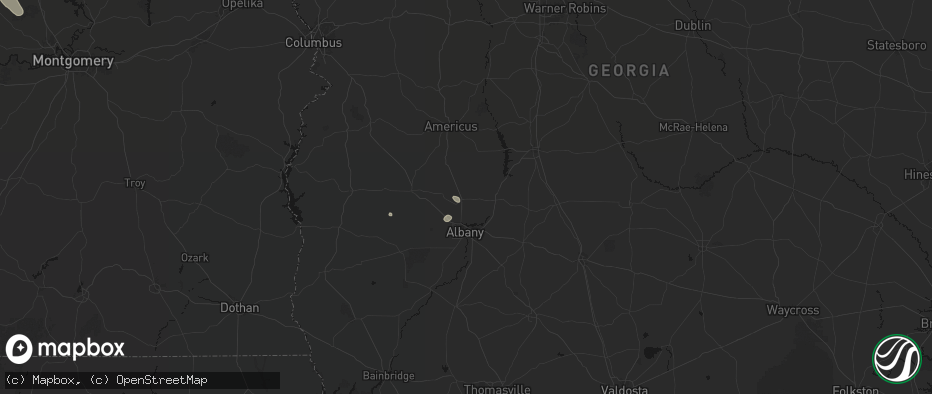 Hail map in Leesburg, GA on May 31, 2026