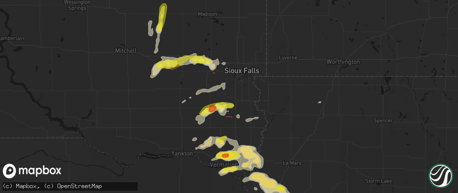 Hail map in Lennox, SD on May 31, 2026