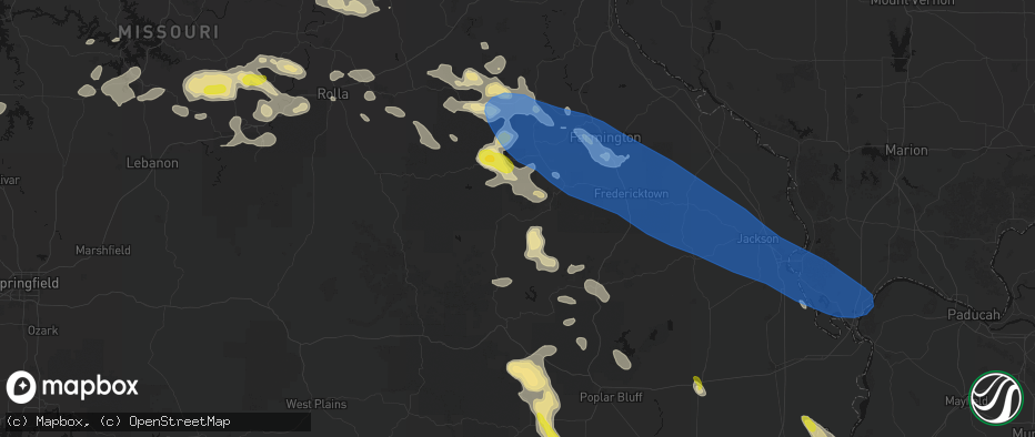 Hail map in Lesterville, MO on May 31, 2026