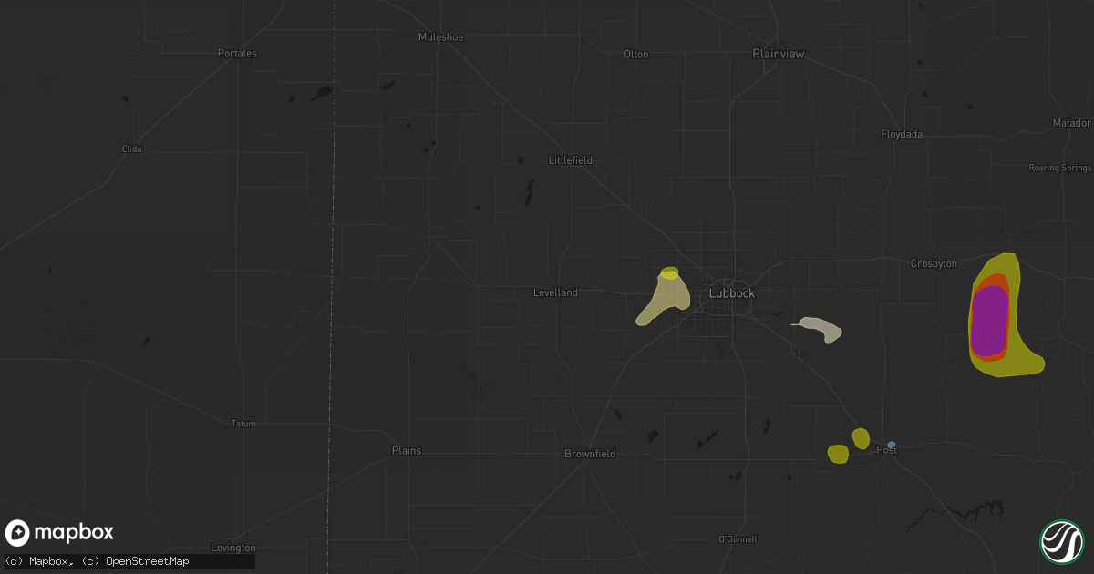 Hail map in Levelland, TX on May 31, 2026