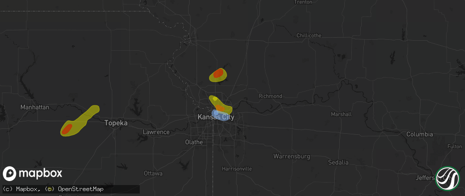 Hail map in Liberty, MO on May 31, 2026