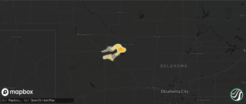 Hail map in Longdale, OK on May 31, 2026