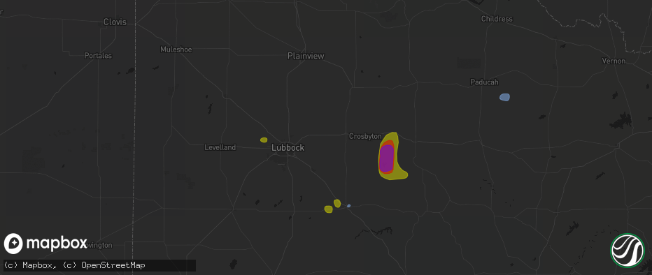 Hail map in Lorenzo, TX on May 31, 2026