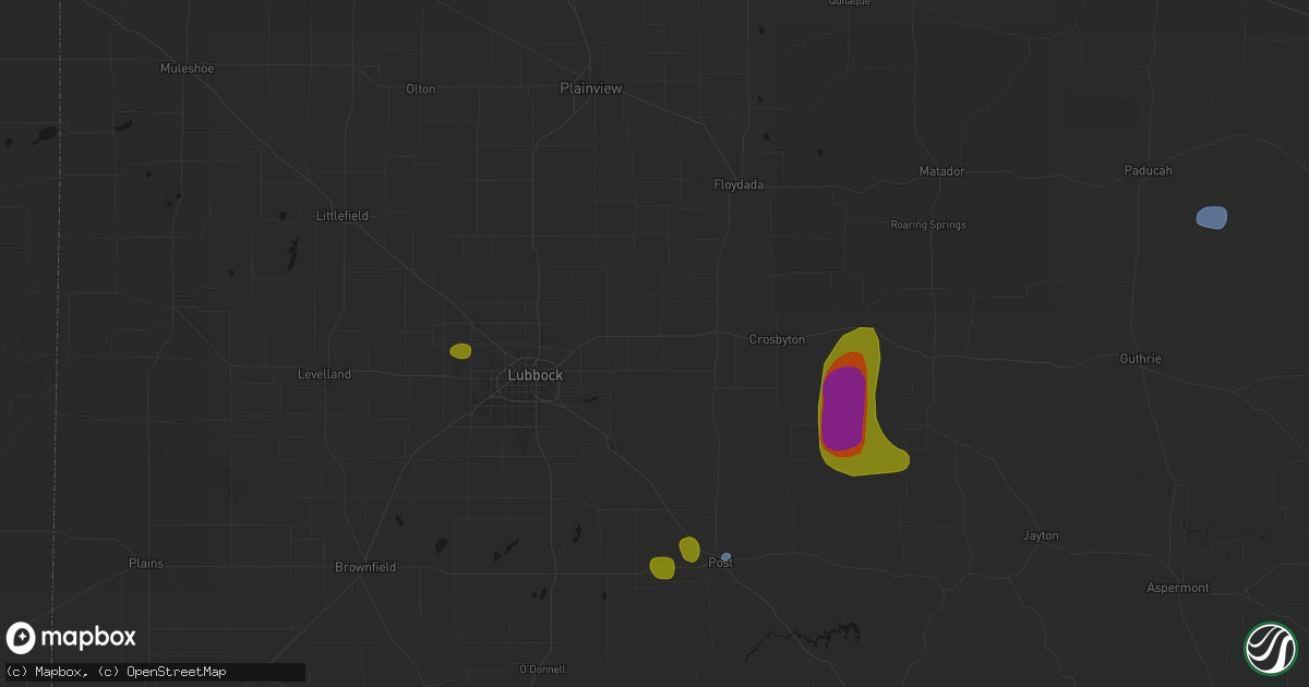Hail map in Lorenzo, TX on May 31, 2026