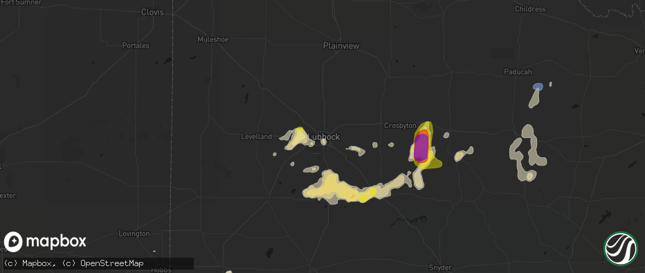 Hail map in Lubbock, TX on May 31, 2026