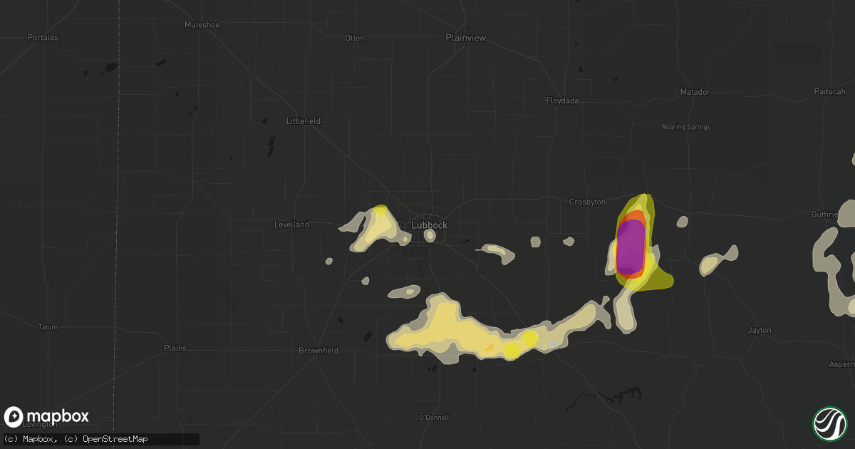 Hail map in Lubbock, TX on May 31, 2026