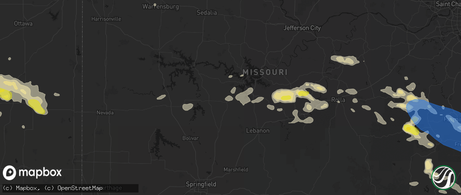 Hail map in Macks Creek, MO on May 31, 2026