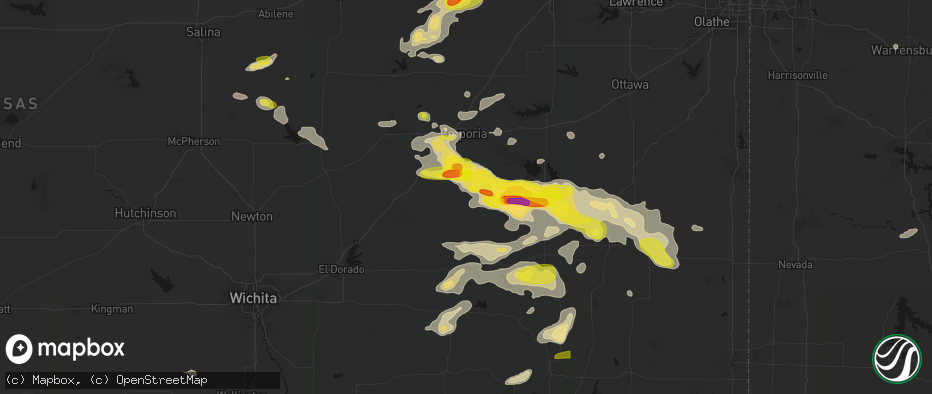 Hail map in Madison, KS on May 31, 2026