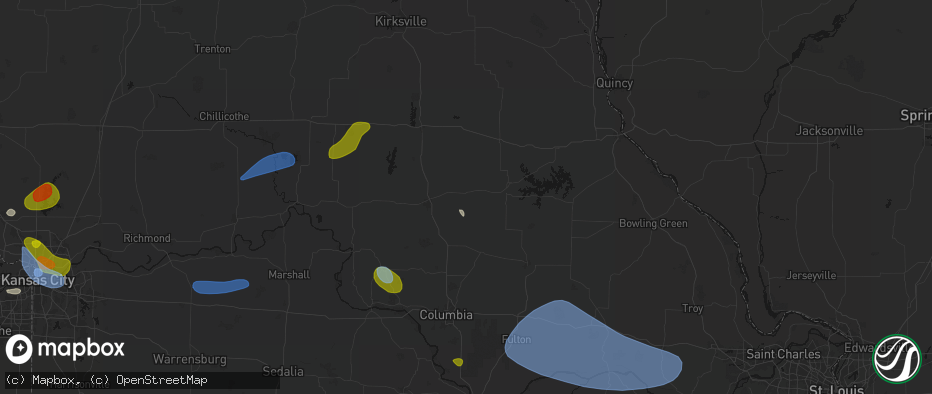 Hail map in Madison, MO on May 31, 2026