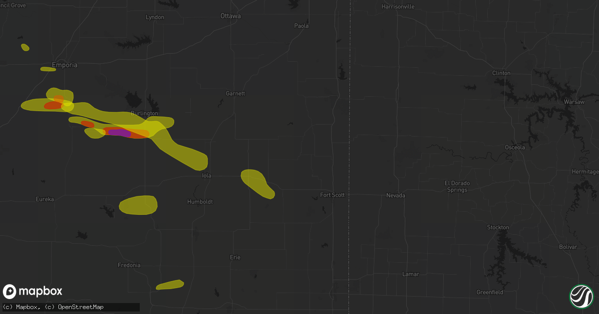 Hail map in Mapleton, KS on May 31, 2026