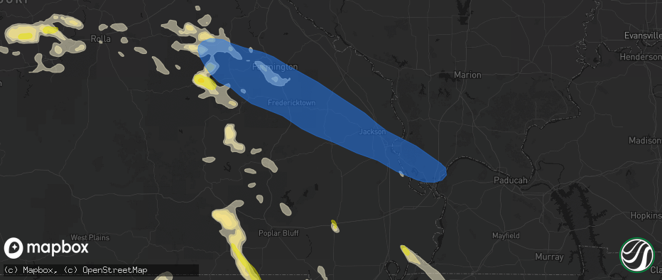 Hail map in Marble Hill, MO on May 31, 2026