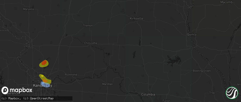 Hail map in Marceline, MO on May 31, 2026