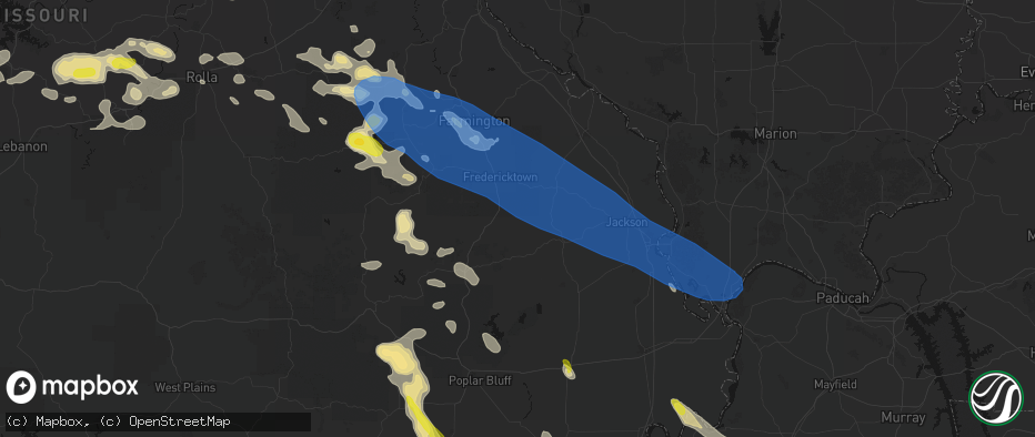 Hail map in Marquand, MO on May 31, 2026
