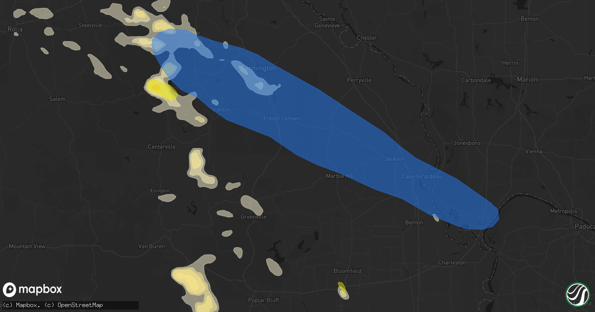 Hail map in Marquand, MO on May 31, 2026