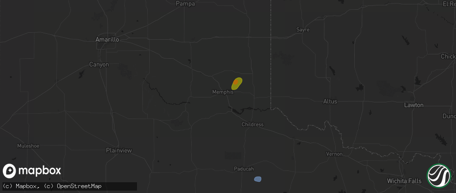 Hail map in Memphis, TX on May 31, 2026