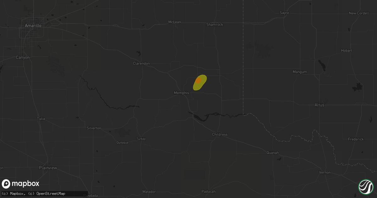 Hail map in Memphis, TX on May 31, 2026