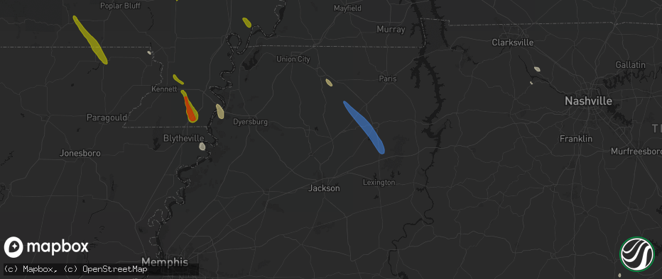 Hail map in Milan, TN on May 31, 2026