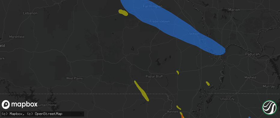 Hail map in Mill Spring, MO on May 31, 2026