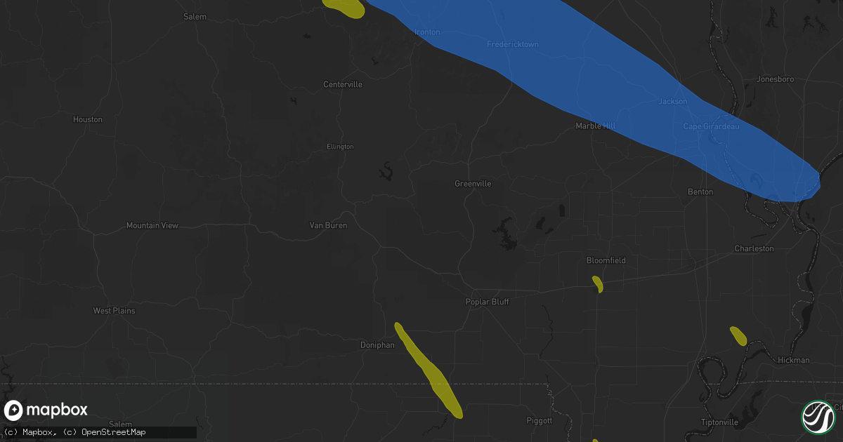 Hail map in Mill Spring, MO on May 31, 2026