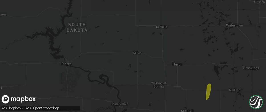 Hail map in Miller, SD on May 31, 2026