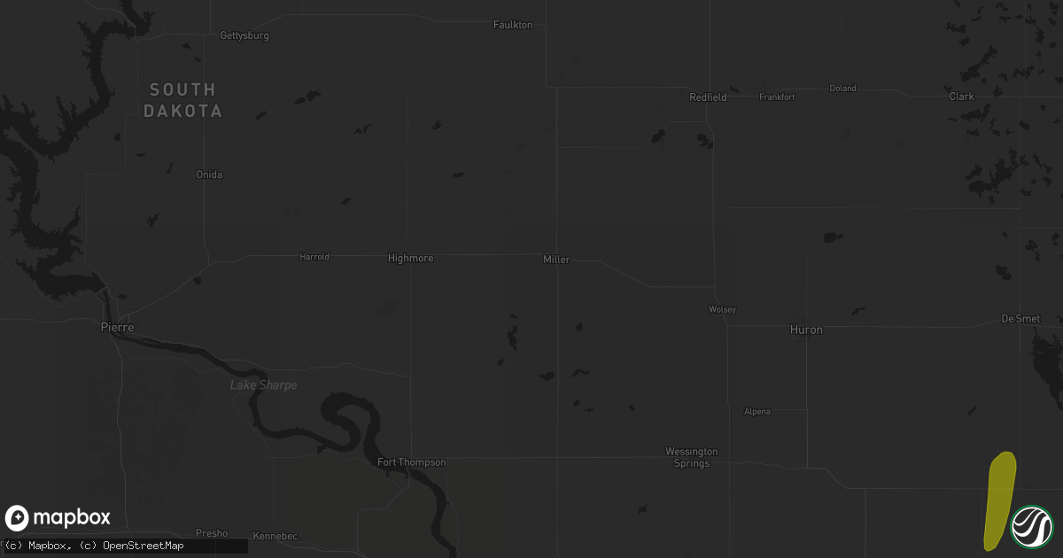 Hail map in Miller, SD on May 31, 2026