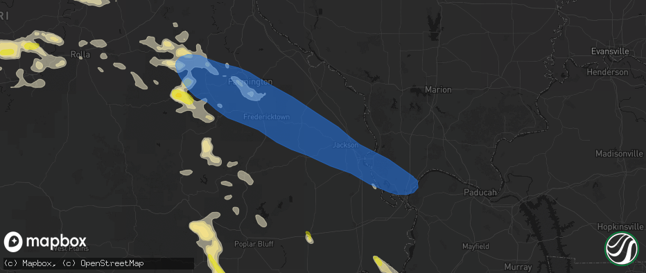 Hail map in Millersville, MO on May 31, 2026