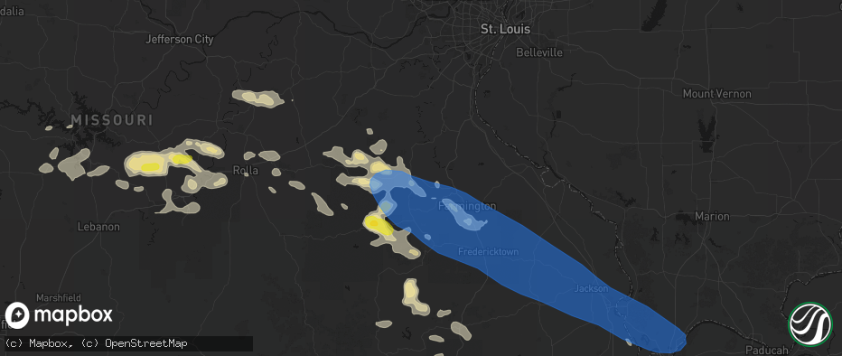Hail map in Mineral Point, MO on May 31, 2026
