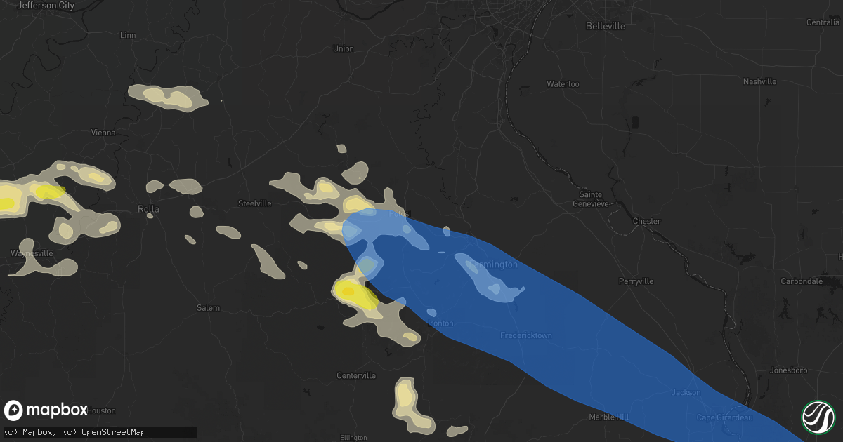 Hail map in Mineral Point, MO on May 31, 2026