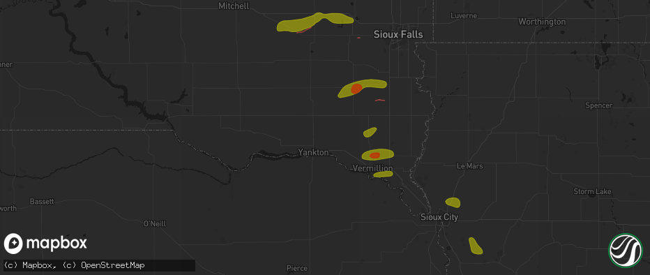 Hail map in Mission Hill, SD on May 31, 2026