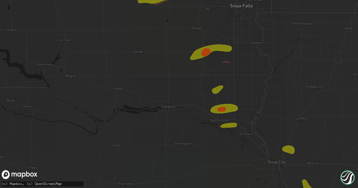 Hail map in Mission Hill, SD on May 31, 2026