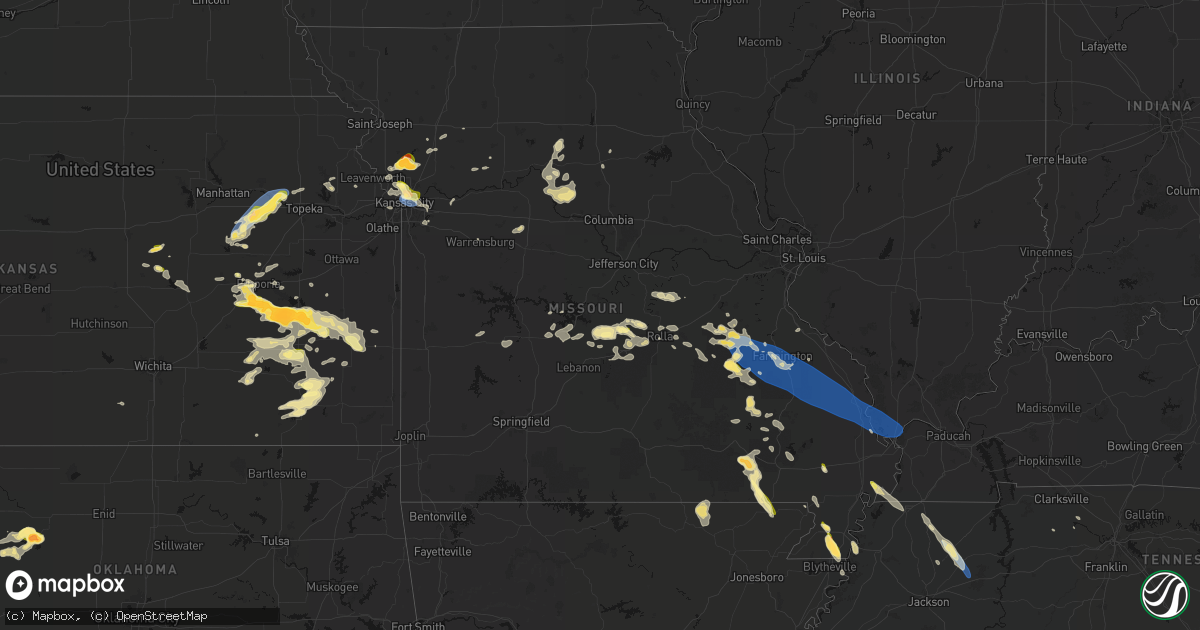 Hail map in Missouri on May 31, 2026