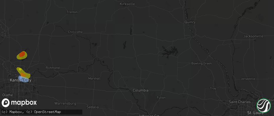 Hail map in Moberly, MO on May 31, 2026