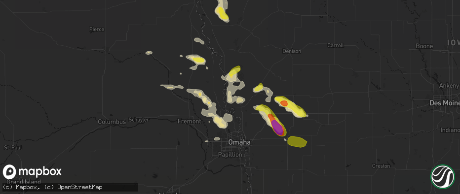 Hail map in Modale, IA on May 31, 2026