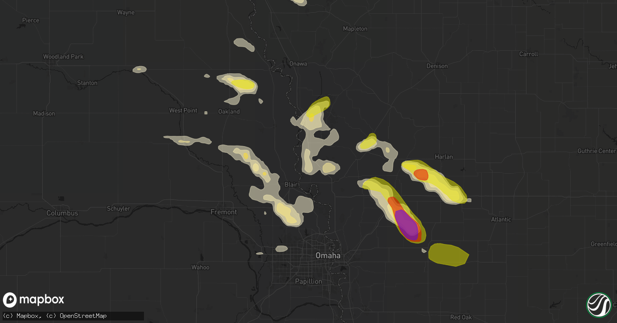 Hail map in Modale, IA on May 31, 2026
