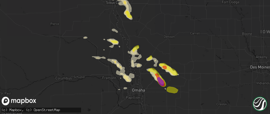 Hail map in Mondamin, IA on May 31, 2026