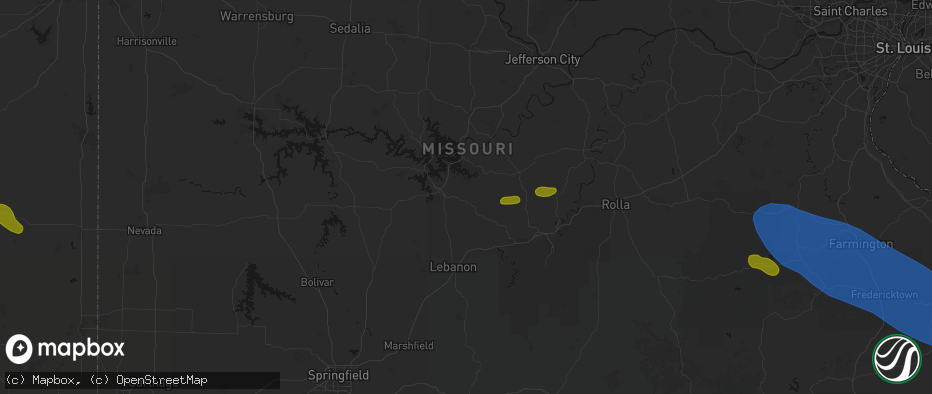 Hail map in Montreal, MO on May 31, 2026