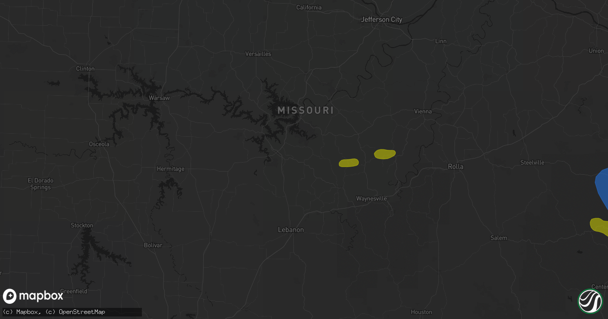 Hail map in Montreal, MO on May 31, 2026