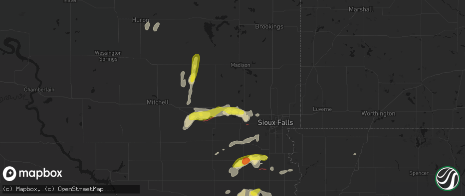 Hail map in Montrose, SD on May 31, 2026