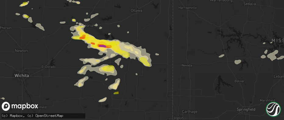 Hail map in Moran, KS on May 31, 2026