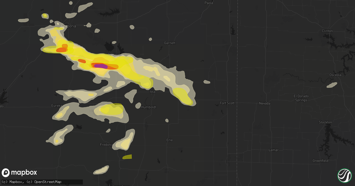 Hail map in Moran, KS on May 31, 2026