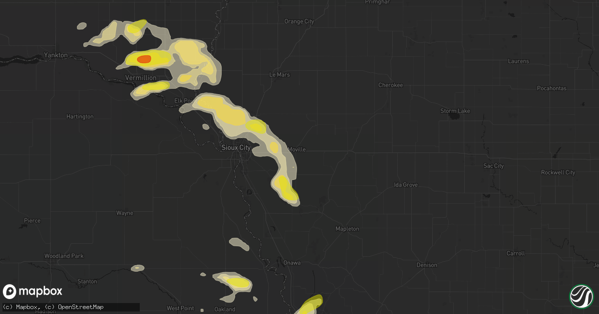 Hail map in Moville, IA on May 31, 2026