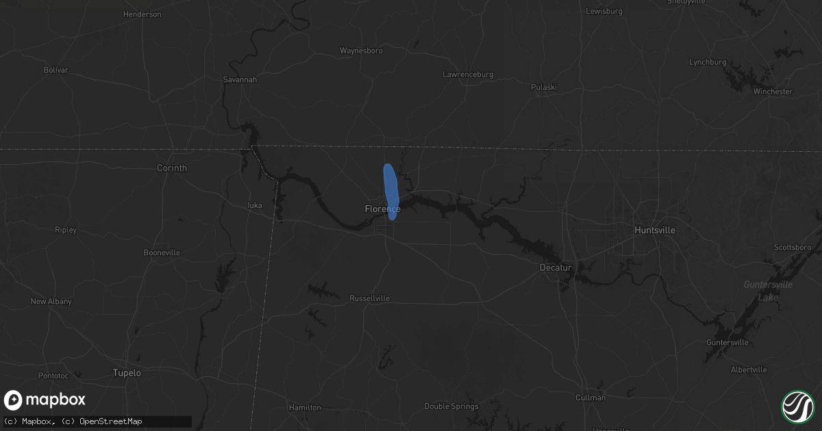 Hail map in Muscle Shoals, AL on May 31, 2026