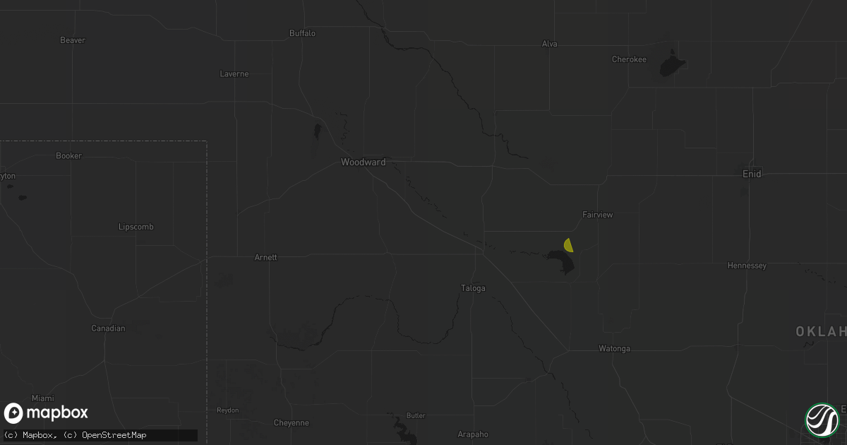 Hail map in Mutual, OK on May 31, 2026
