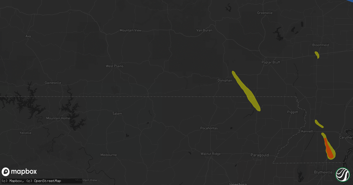 Hail map in Myrtle, MO on May 31, 2026